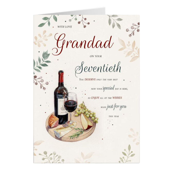 Personalised Birthday Card - Red Wine & Food, Grandad