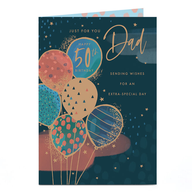50th Birthday Card - Bundle of Balloons, Dad