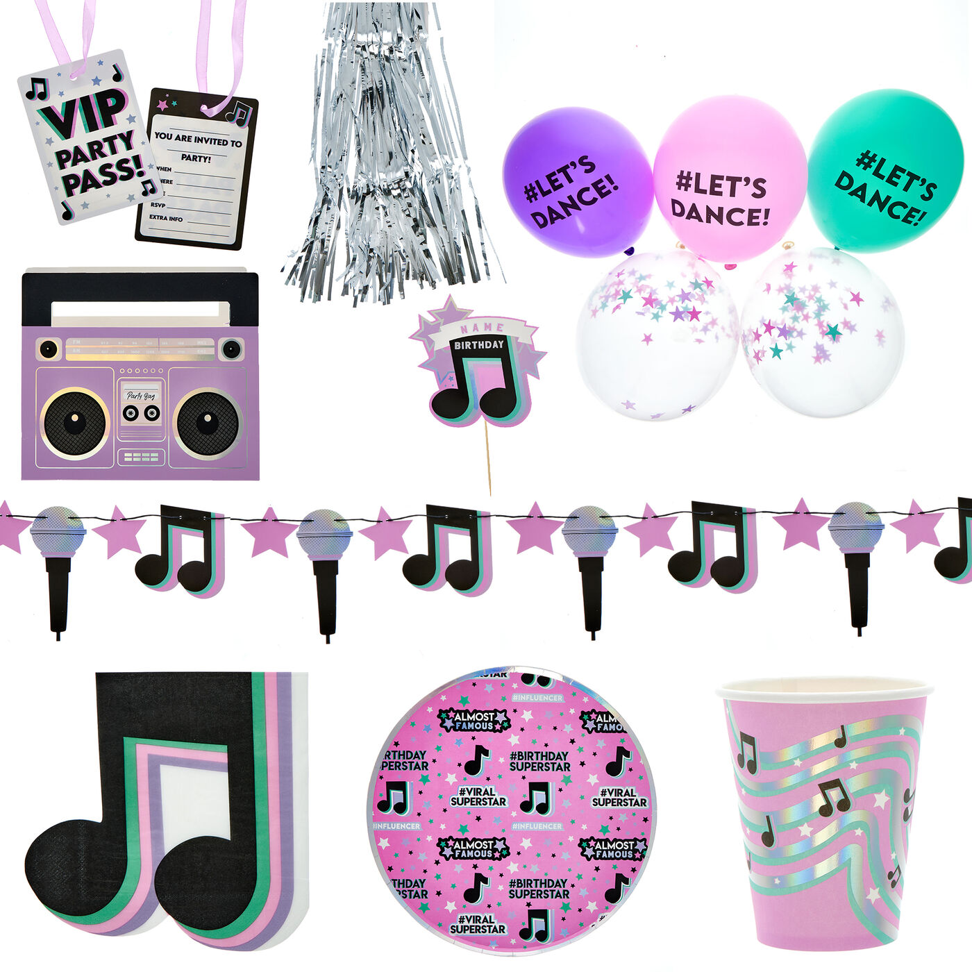 Buy Lets Dance Party Tableware & Decorations Bundle 8 Guests for GBP 19.99 Card Factory UK
