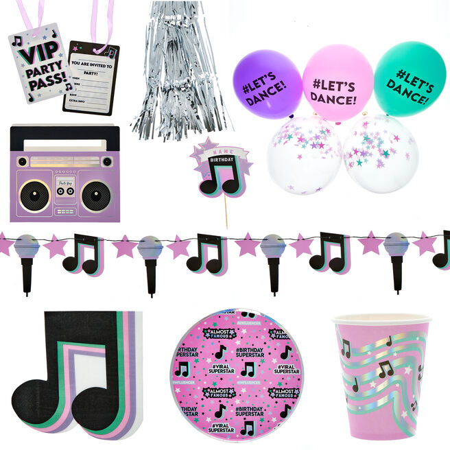 Lets Dance Party Tableware & Decorations Bundle - 8 Guests