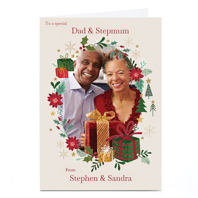 Photo Kerry Spurling Christmas Card - Gifts and Flowers Wreath