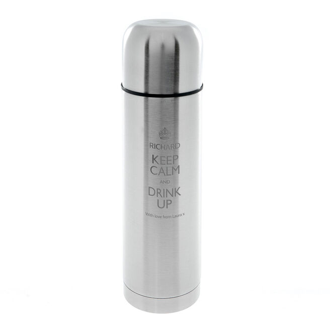 Personalised Engraved Stainless Steel Vacuum Flask - Keep Calm and Drink Up