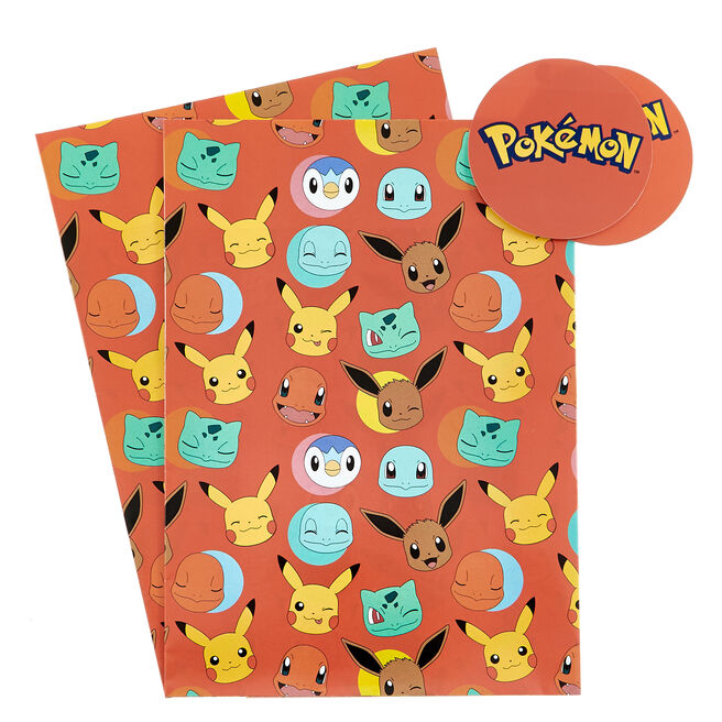 Pokémon Wrapping Paper & Gift Tags - Pack of 2