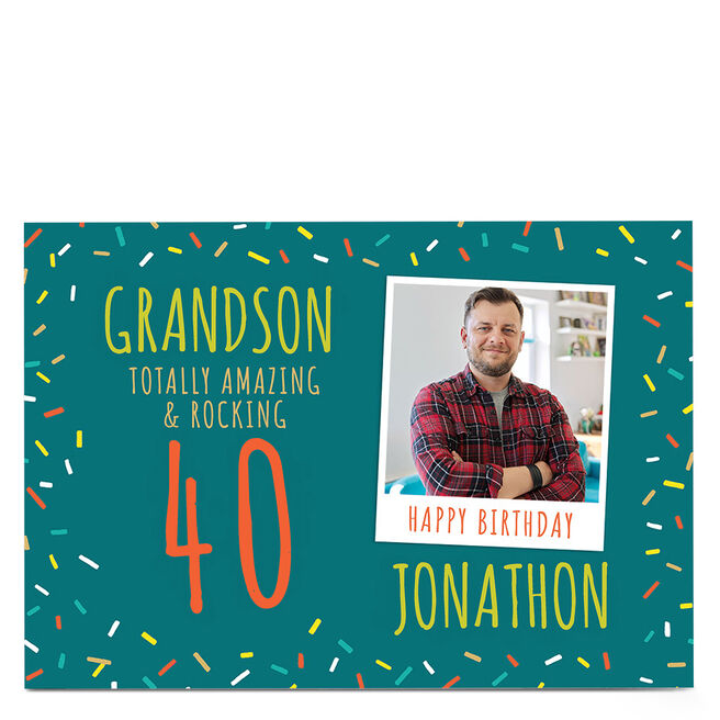Photo Birthday Card - Amazing & Rocking, Editable Age