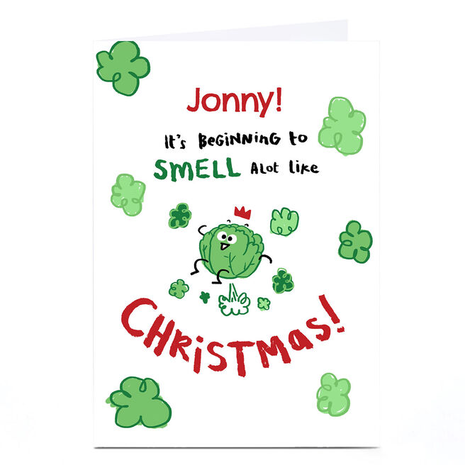 Personalised Hew Ma Christmas Card - Smell a lot like