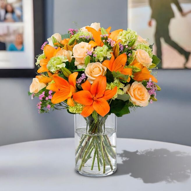Blossoming Gifts Peach Bliss Flower Bouquet - Free Delivery!