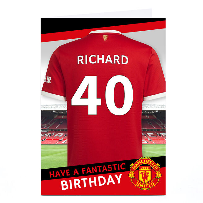 Personalised Manchester United Birthday Card - Shirt Name