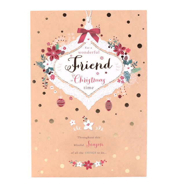 Christmas Card - Wonderful Friend, Traditional Christmas Baubles