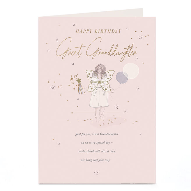 Birthday Card - Little Girl with Wings, Great Granddaughter