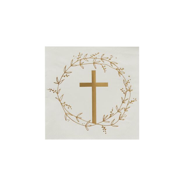 Gold Cross Paper Napkins - Pack of 16