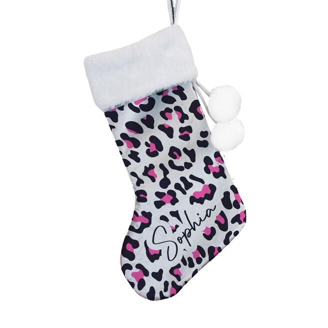 Personalised Leopard Print Christmas Stocking,  Personalised Leopard Print Christmas Stocking