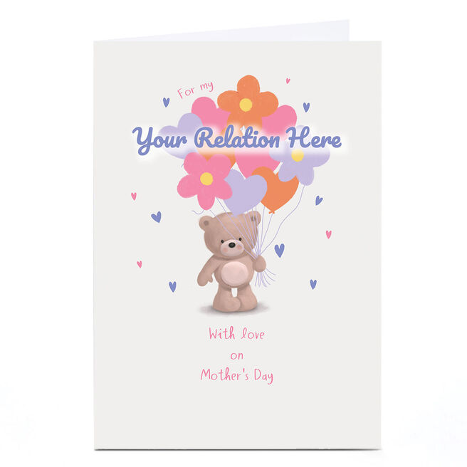 Personalised Hugs Mother's Day Card - Flower Balloon Bouquet, Any Relation