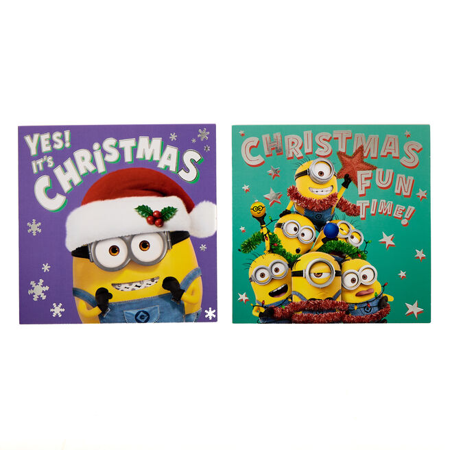 12 Minions Christmas Cards - 2 Designs
