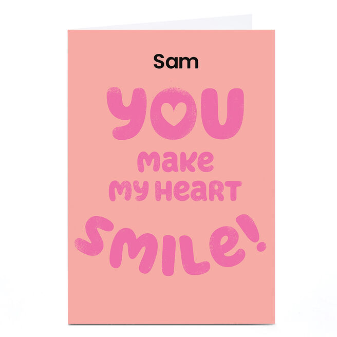 Personalised Hello Munki Valentine's Day Card - Heart Smile
