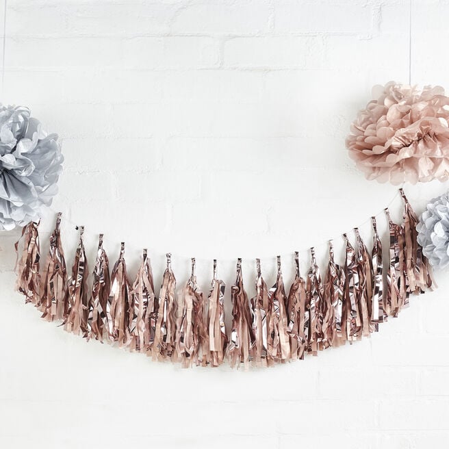 Metallic Rose Gold Tassel Garland 2m