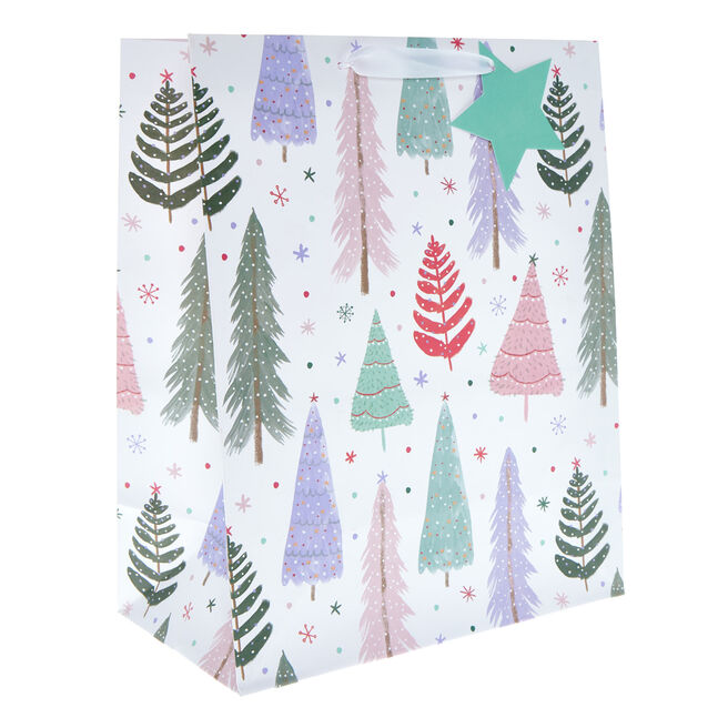 Large Portrait Repeat Christmas Trees Gift Bag