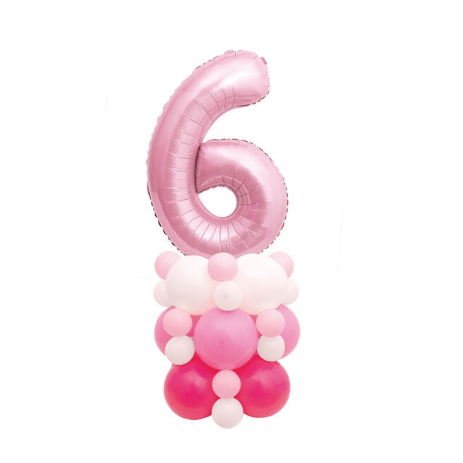 Pink 51-Inch Age 6 Air-Fill Balloon Stack Set