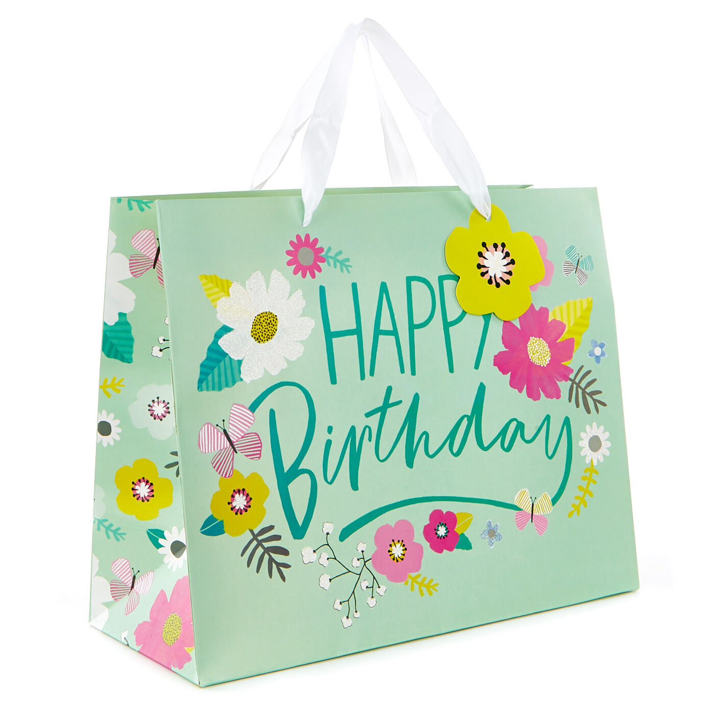 Buy Large Landscape Gift Bag Happy Birthday, Floral for GBP 1.49