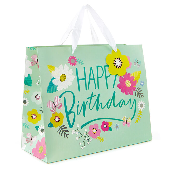 Large Landscape Gift Bag - Happy Birthday, Floral