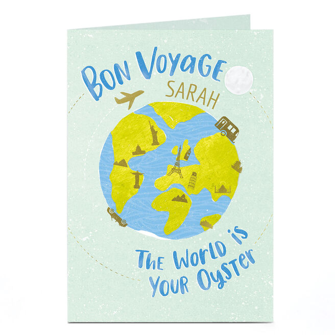 Personalised Leaving Card - Bon Voyage, The World Is Your Oyster