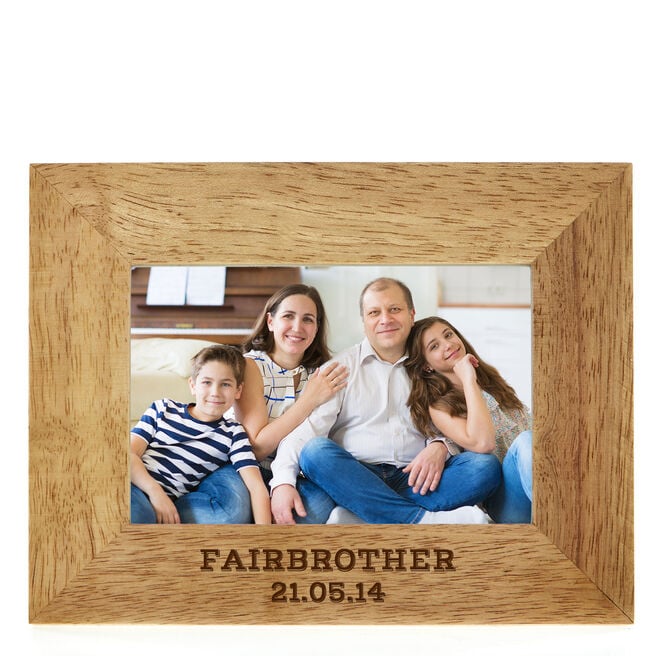 Personalised Engraved Wooden Photo Frame - Family Name