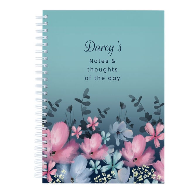 Personalised Notebook - Floral Notes and Thoughts, Any Name