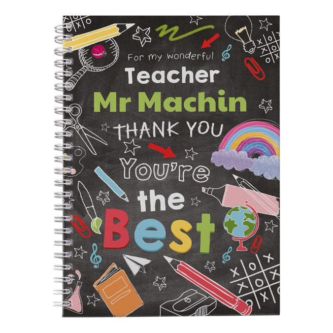 Personalised Thank You Teacher Notebook - Chalkboard, You're The Best