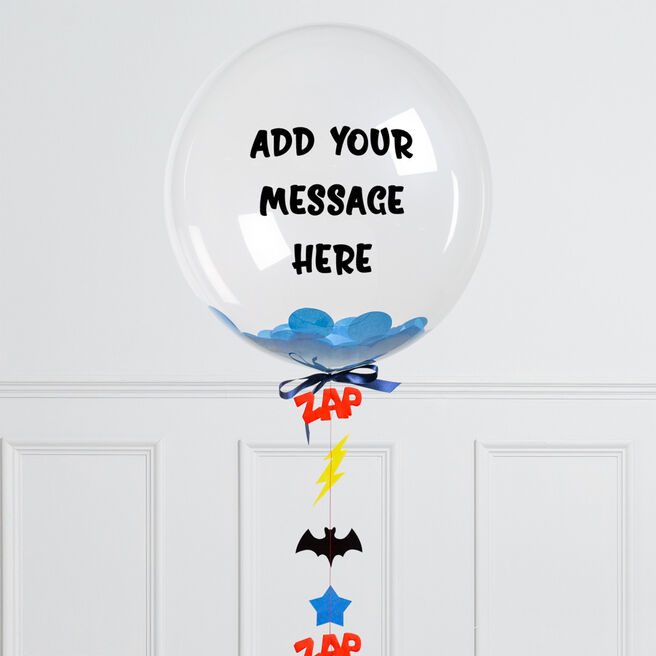 Personalised Superhero Confetti Bubble Balloon - Delivered Inflated!