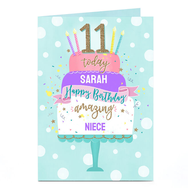 Personalised Birthday Card - Birthday Cake Niece Age 11