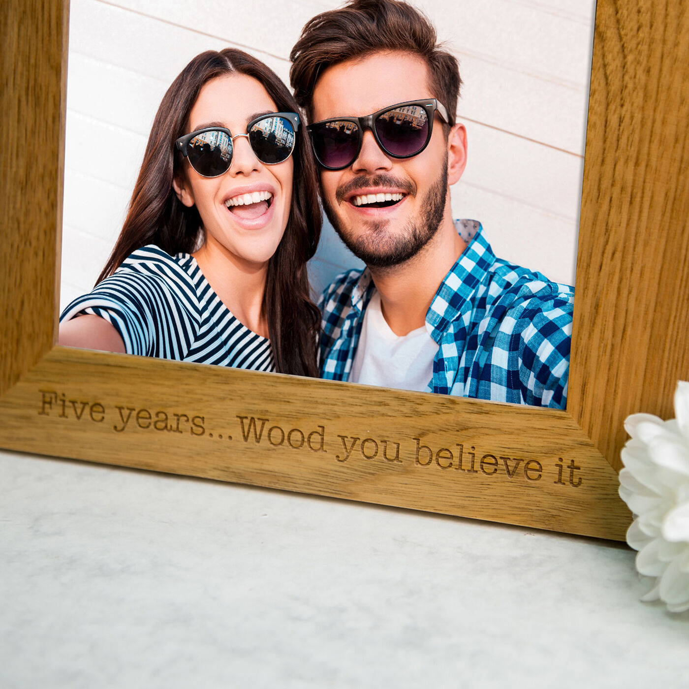 Buy Personalised Engraved Wooden Photo Frame Five Years for GBP 15.49