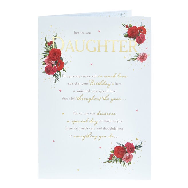 Birthday Card - Daughter Red Roses
