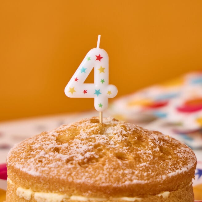 Star Print Number 4 Cake Candle