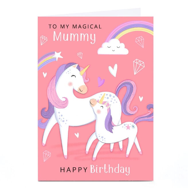 Personalised Dalia Clark Birthday Card - Magical Mummy Unicorns