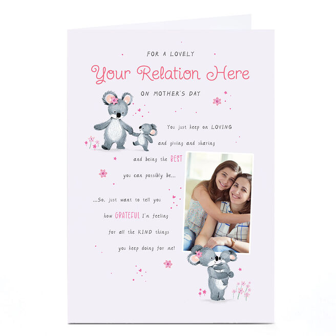 Photo Mother's Day Card - Cute Koala Poem, Any Relation