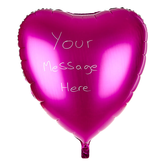 Pink Heart 31-Inch Foil Helium Balloon With Pen