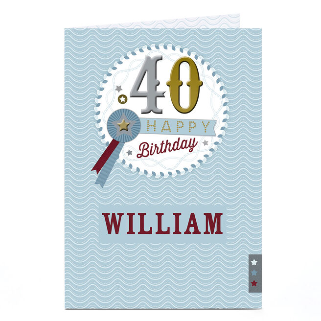 Personalised 40th Birthday Card - Rosette