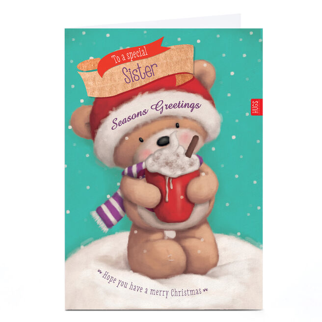 Hugs Personalised Christmas Card - Special Hot Chocolate Sister