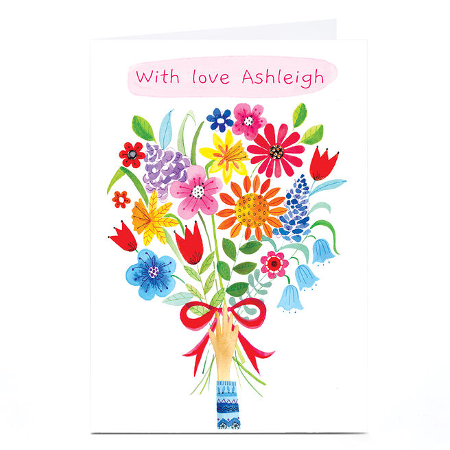 Personalised Lindsay Loves to Draw Card - Bouquet Of Flowers