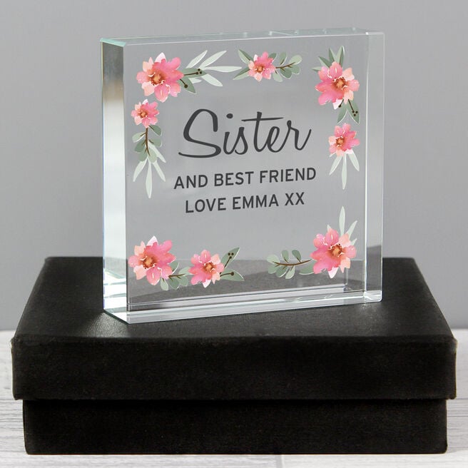 Personalised Floral Sentimental  Crystal Token