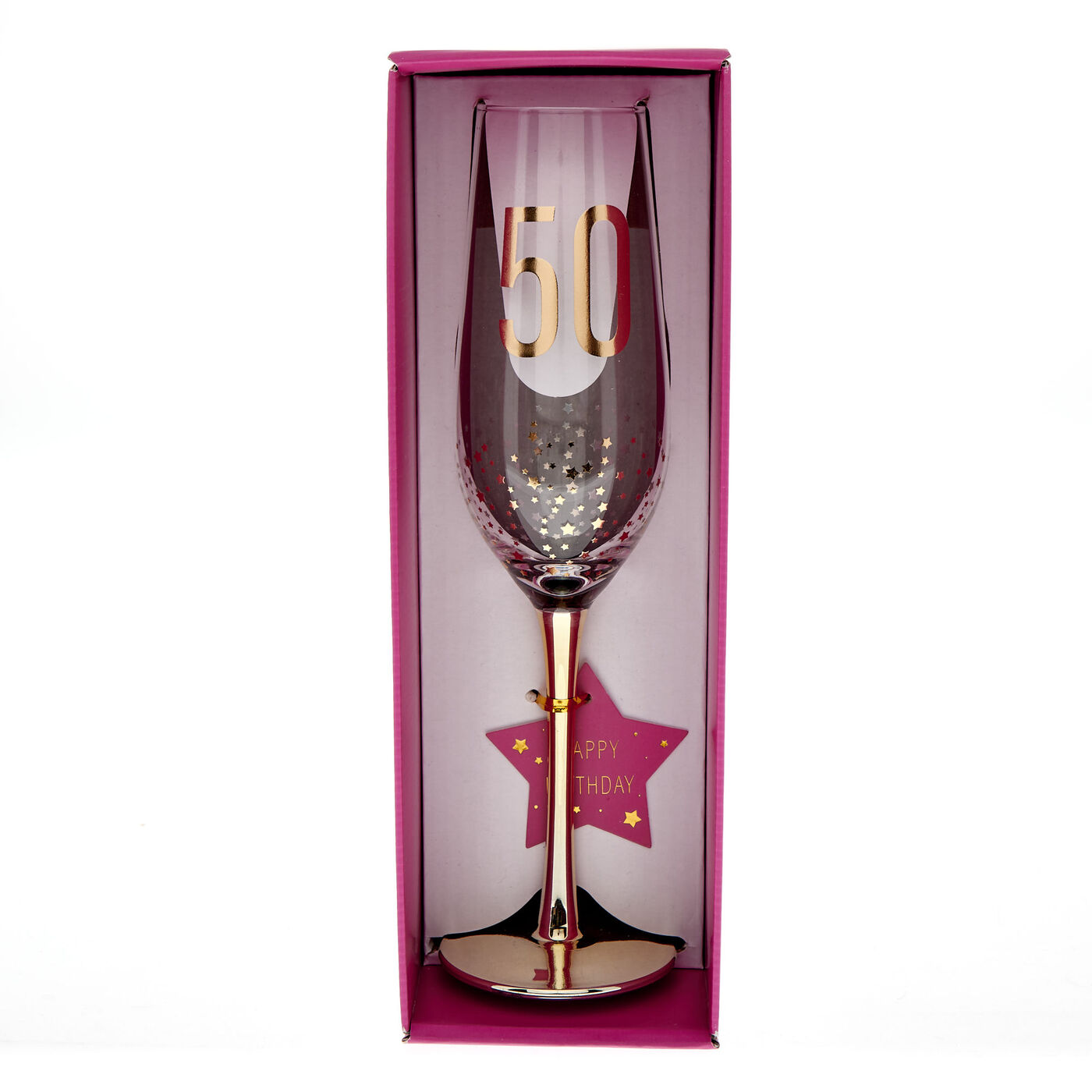 Buy 50th Birthday Gold Stars Champagne Flute for GBP 4.99 Card Factory UK