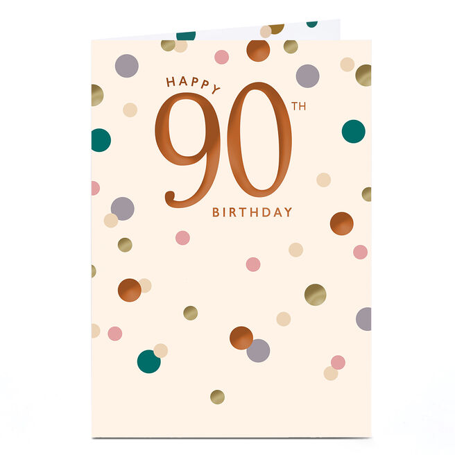 90th Birthday Card - Happy 90th Dots