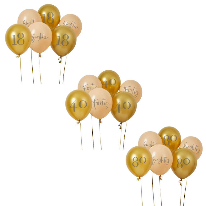 Gold & Nude Special Age 12-Inch Latex Balloons (Pack of 6) - Choose Your Milestone