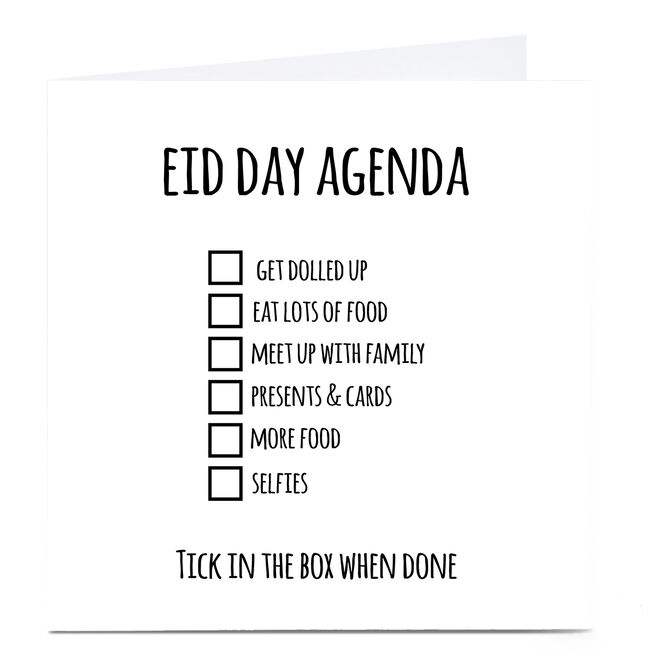 Personalised Roshah Designs Eid Card - Eid Day Agenda