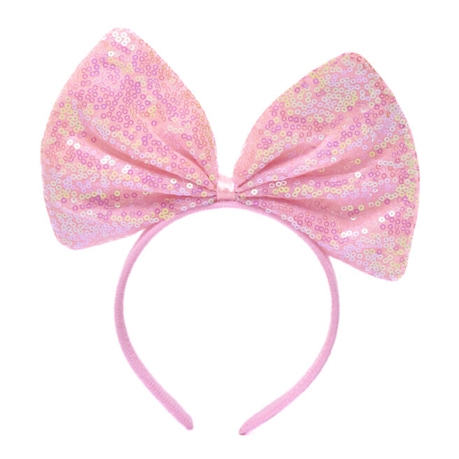 Pink Bow Sequin Headband 