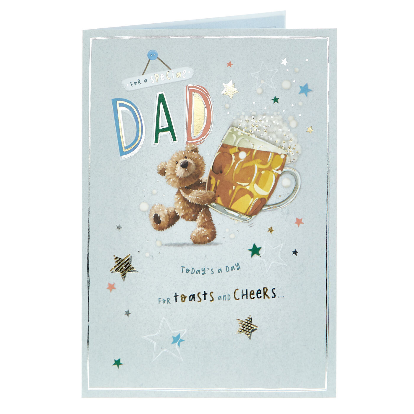 Buy Dad Toasts & Cheers Bear & Beer Birthday Card for GBP 1.49 Card