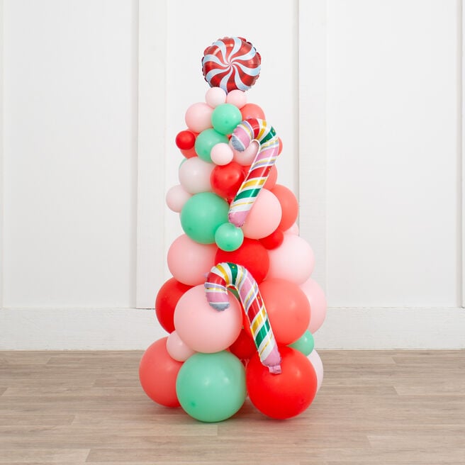 3ft Candy Cane Air-Filled Christmas Tree Balloon Stack - Delivered Inflated!