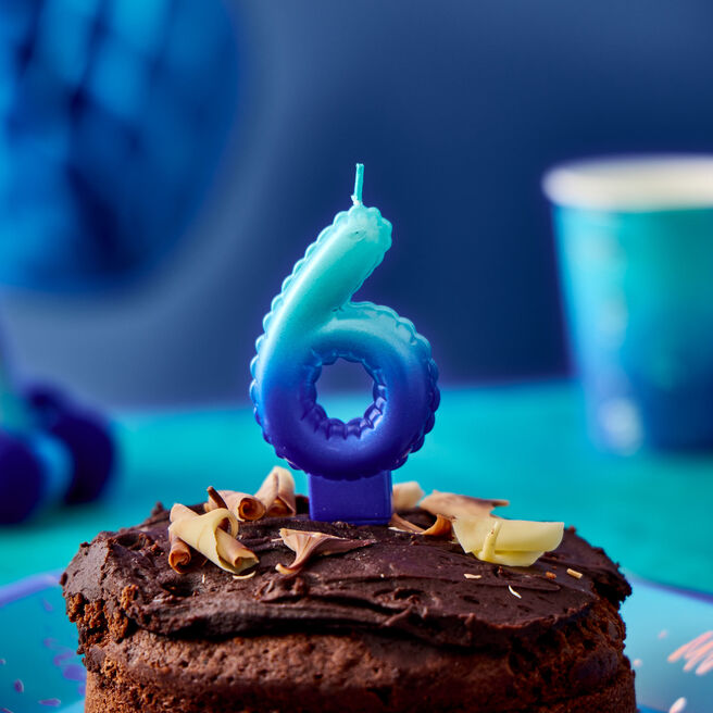 Blue Number 6 Cake Candle