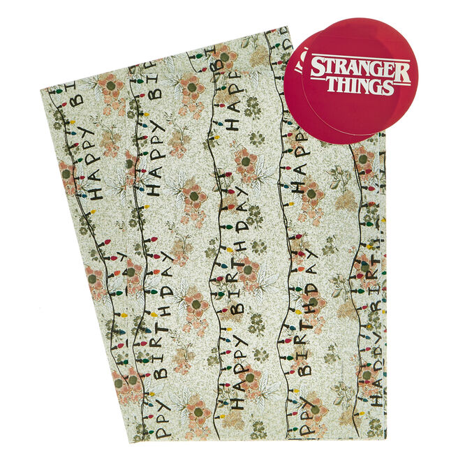 Stranger Things Gift Wrap - 2 Sheets & 2 Tags