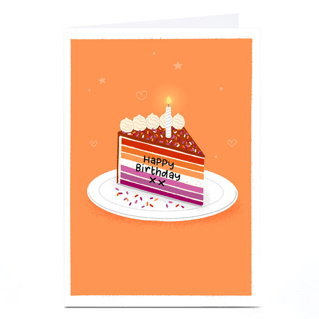 Personalised Blue Kiwi Birthday Card - Cake, Lesbian Pride Flag