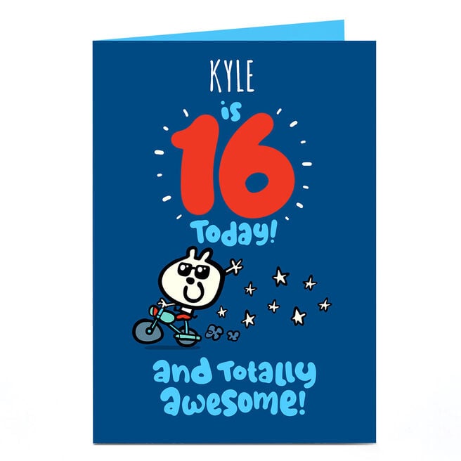 Personalised Fruitloops 16th Birthday Card - Awesome, Blue